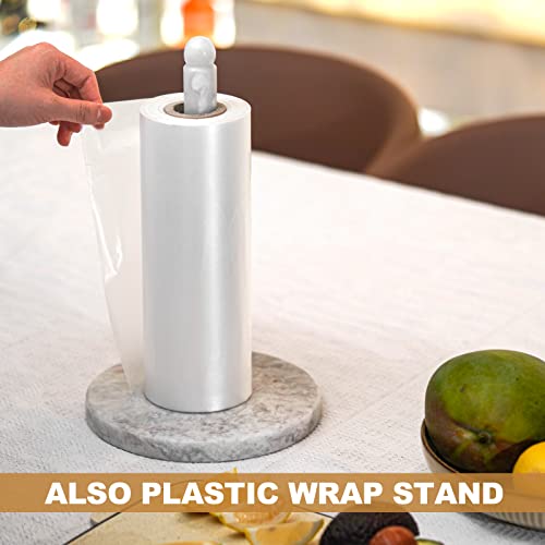 African Natural Marble Paper Towel Holder Countertop (Grigio Fantasy Stone Rod / 8" Base)