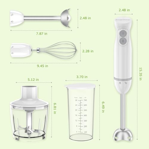 Hand Blender 4 (White / With 3 attachment)