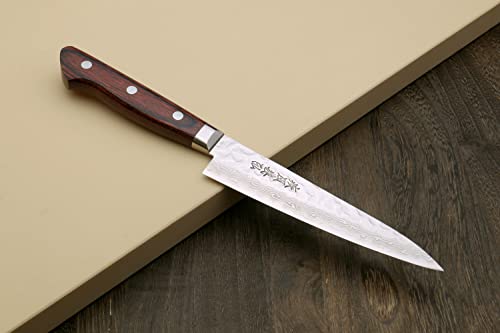 VG10 16 Layer Hammered Damascus Stainless Steel Petty Utility Knife (Petty 5.3'' (135mm) / Mahogany Handle)