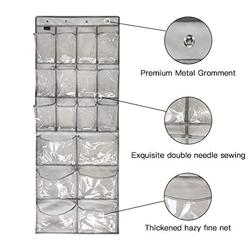 Extra Large Hanging Crystal Clear Over The Door Shoe Organizer (A-grey&Clear)