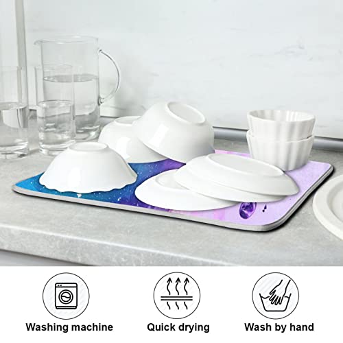 Super Absorbent Dish Drying Mat (Abstract Purple Blue Marble / 18" x 24")