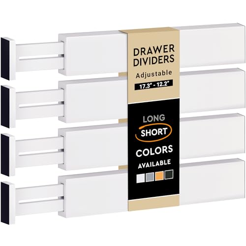 4 Pack Bamboo Drawer Dividers (White / 2.6-Inch High (4-pk))