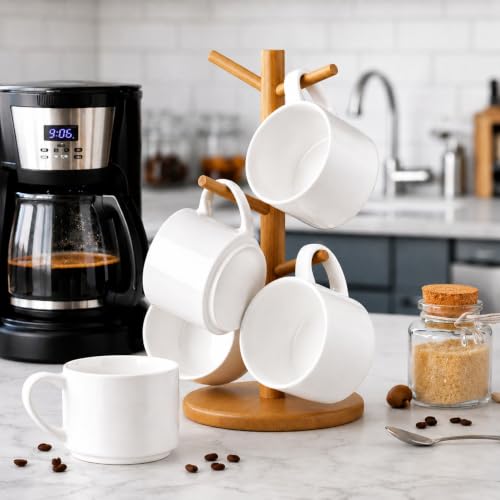 14 OZ Coffee Mugs Set of 6 (White / Set of 6(14 Ounces))