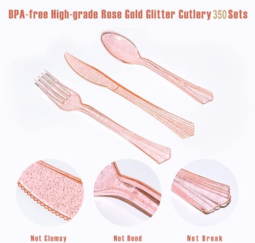 350PCS Pink and Gold Party Supplies (350 Count)