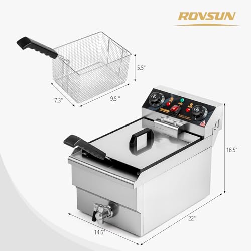 12.5QT Electric Deep Fryer (Single Fryer with Timer & Drain-12.5QT)