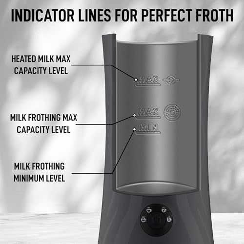 Zulay 4-in-1 Milk Frother and Steamer - Automatic Hot and Cold Foam Maker with Auto Shut Off & Temperature Control for Coffee, Latte, Cappuccino, Hot Chocolate - Gray (Ventus Gray / Frother Steamer)