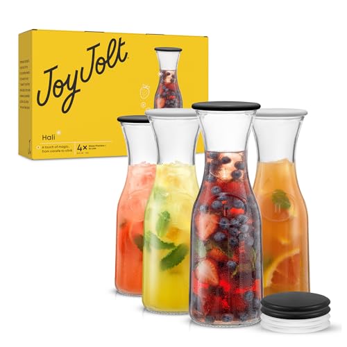 Glass Carafe with Lid (Set of 4, 36 Ounces each)