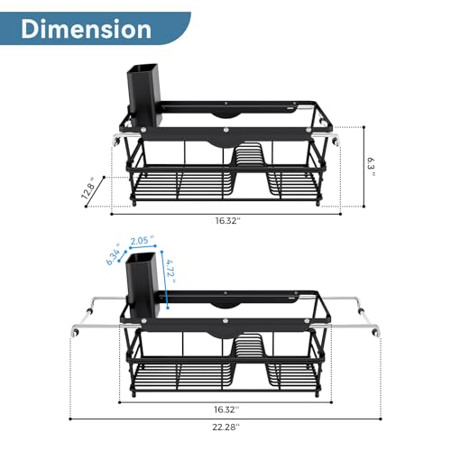 Dish Drying Rack in Sink with Utensil Holder (XLarge Size)