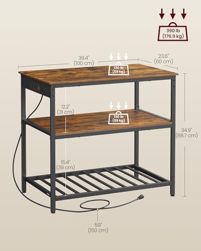 Kitchen Island with 3 Shelves