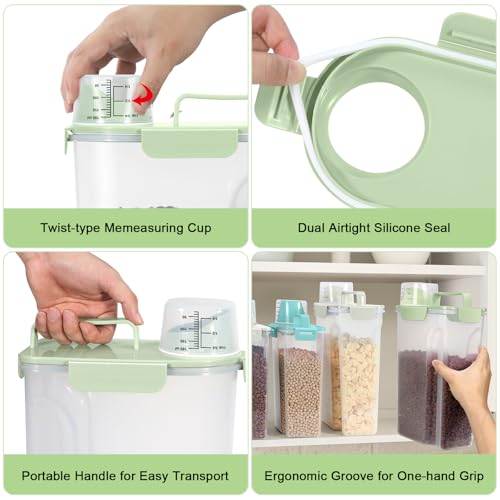 5 Lbs Pet Dog Food Storage Container for Travel Bird Seed Dispenser (Pale Green-5L)