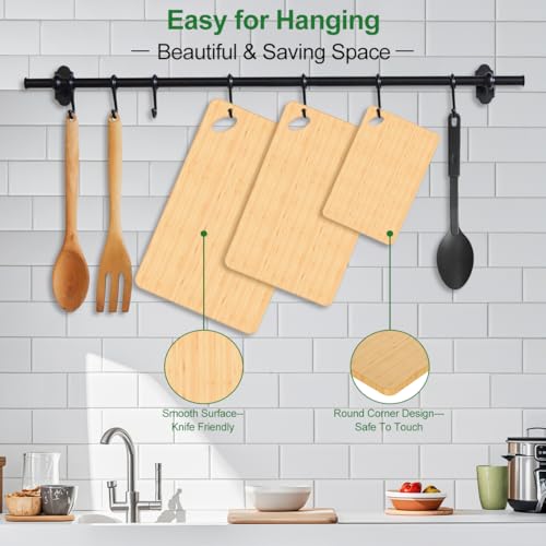 Wood Cutting Board Set of 3 (3 bamboo boards)