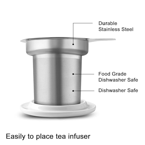 Sweejar Porcelain Tea Mug with Infuser and Lid (Plumblossom / Tea Cup(16 Fl Oz))