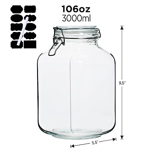 106oz Square Glass Jars with Airtight Lid