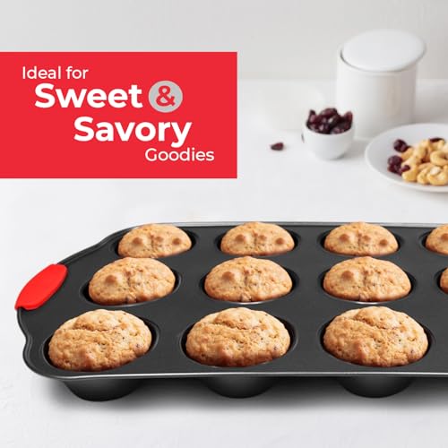Non-Stick 8-Piece Baking Pan Set, BPA-Free Carbon Steel Bakeware Set with Silicone Handles, Stackable Kitchen Oven Set, Cookie Sheet, Baking Tray, Baking Sheet Set, Oven Safe (446°F) (8 Piece)