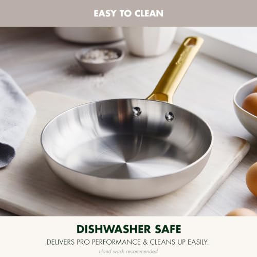 Stainless Steel Tri (8" Frying Pan Skillet / Cream White)