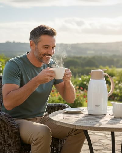Stainless Steel Thermal Coffee Carafe (White / 64 oz)