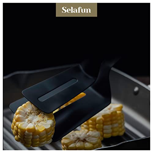 Kitchen Tongs Steak Clamp Bread Tongs 10 inch Double Spatula Tongs Clip Pizza Clamp Stainless Slotted Multi