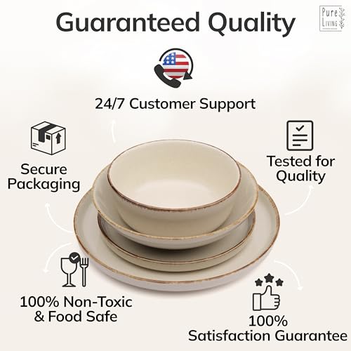 24 Piece Stoneware Dinnerware Set for 6 (Rustic / Beige / Set for 6 (24pcs))
