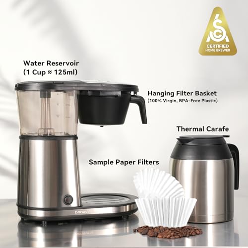 8 Cup Drip Coffee Maker Machine (Black, Silver)