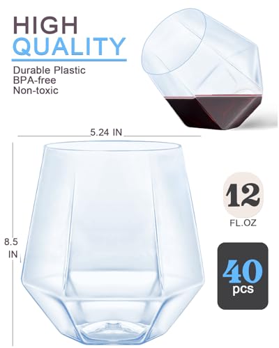 40 Pack Plastic Wine Glasses (Blue-40 Pack / no)