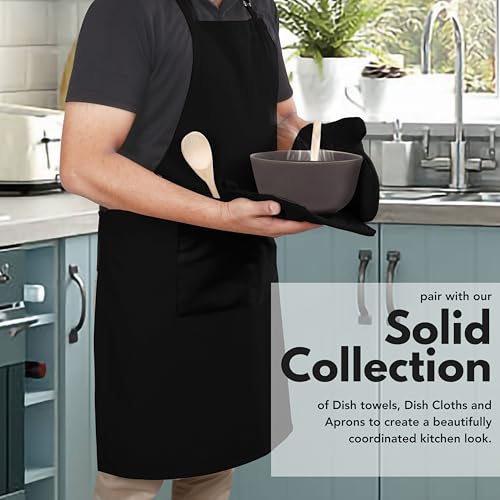 Pot Holders and Oven Mitts Sets for Kitchen Heat Resistant (Black)