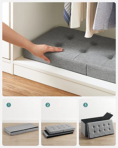 30 Inches Storage Ottoman (Light Gray / 15"D x 30"W x 15"H (with Flipping Lid))