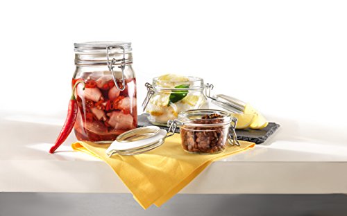 Fido, 2 Pack, 33.75 Oz. Food Storage Glass Jars, Airtight Rubber Seal & Glass Lid, with Stainless Wire Clamp, Mason Jar, Made in Italy (33.75 oz)