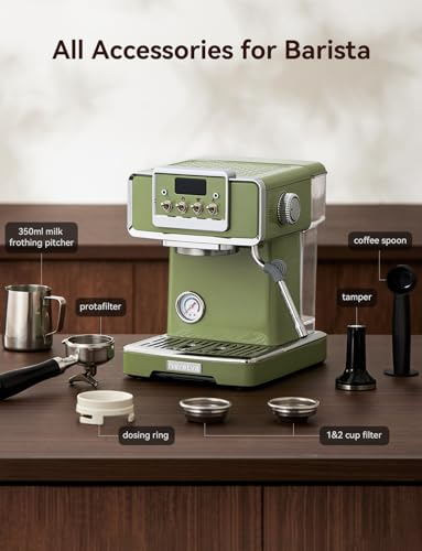 Professional Retro Espresso Machine with 58mm Portafilter (Green)