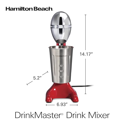 DrinkMaster Retro Milkshake Maker & Electric Drink Mixer (Red / Extra-Large 28 oz.)