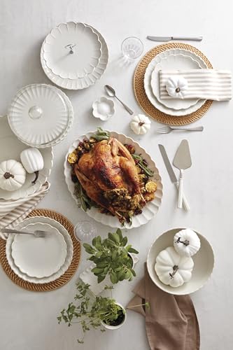 French Perle Scallop Serving Bowl (Serving Bowl White / White)