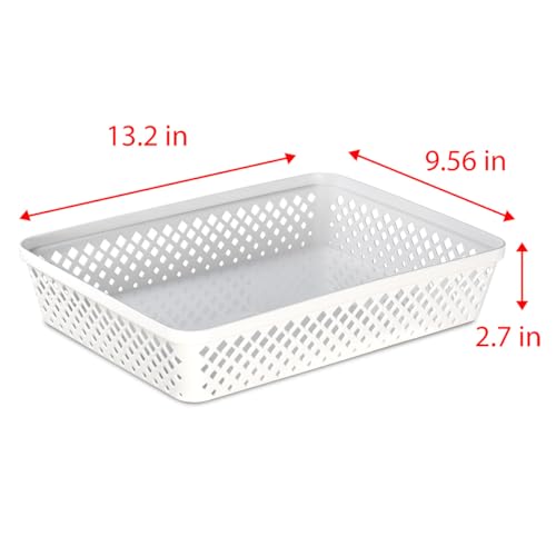 Plastic Storage Basket Set (White / Large)