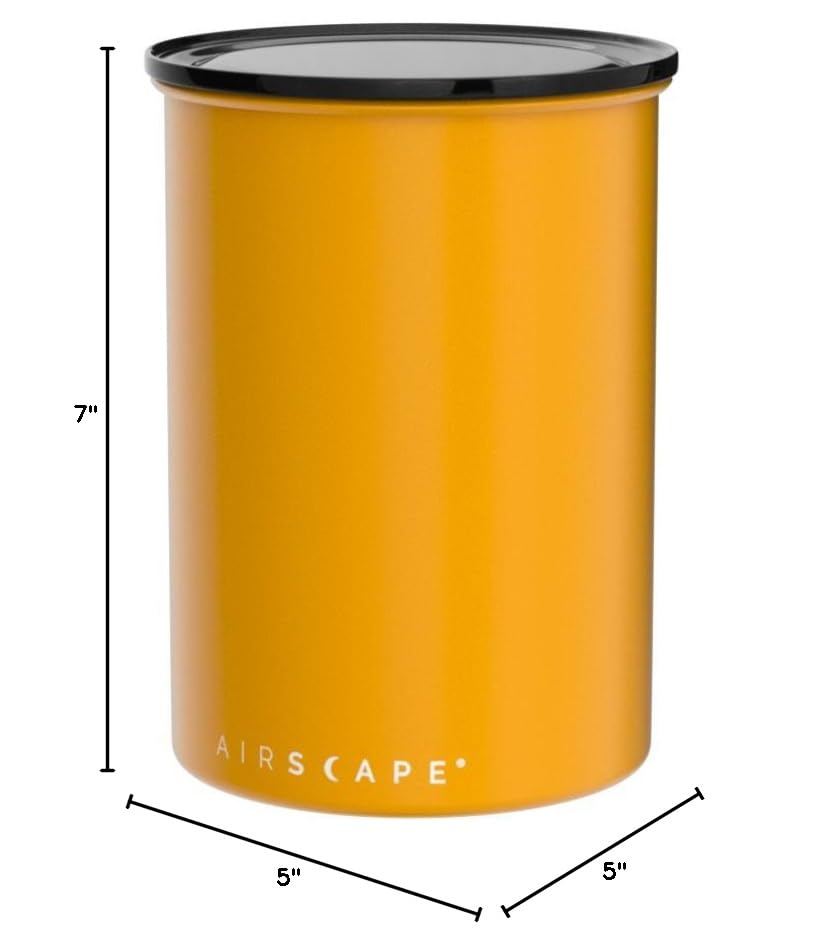 Airscape Stainless Steel Coffee Canister (Matte Yellow / Medium)
