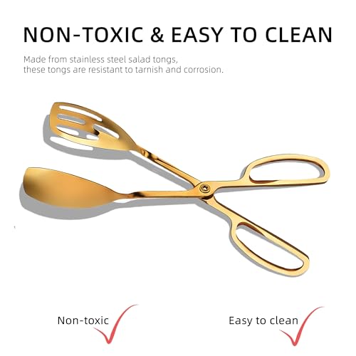Salad Tongs for Serving 2 Pack (Gold)