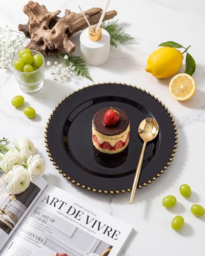 180PCS Black and Gold Plastic Plates Dinnerware Set for 30 Guests (Black and Gold Plastic Dinnerware Set / 180PCS)