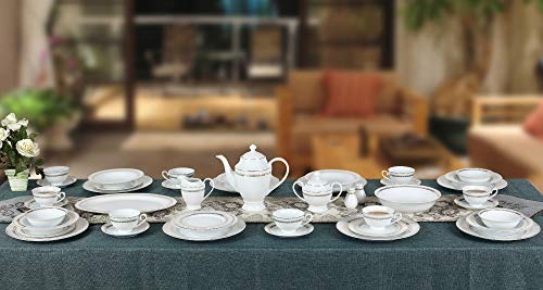 Stylish and Elegant 57 Pieces Bone China Dinnerware Set Service for 8 People (Caramel)