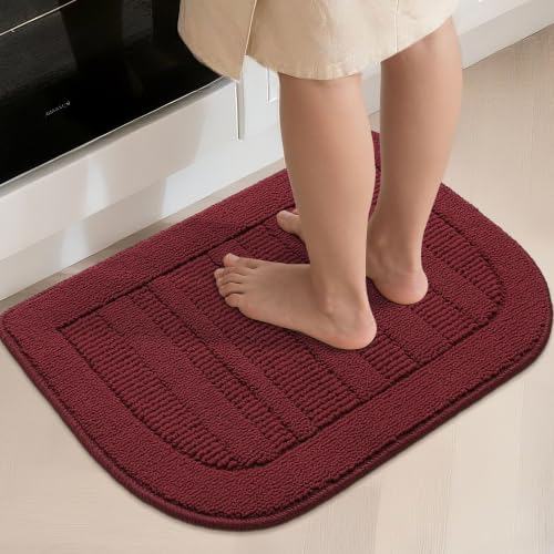 30x18 Inch Kitchen Rugs Non Slip Washable Kitchen Sink Rug (1'6" x 2'6" (Semicircular) / Red)