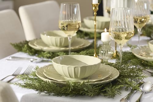 French Perle Scallop Matcha Stoneware 18 (18-Piece Dinnerware Set / Matcha)