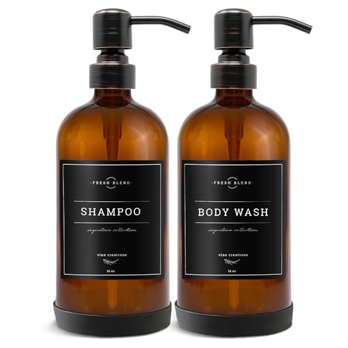 Amber Glass Soap Dispenser (Amber Bottle / Round Oil Rubbed Bronze Pump)