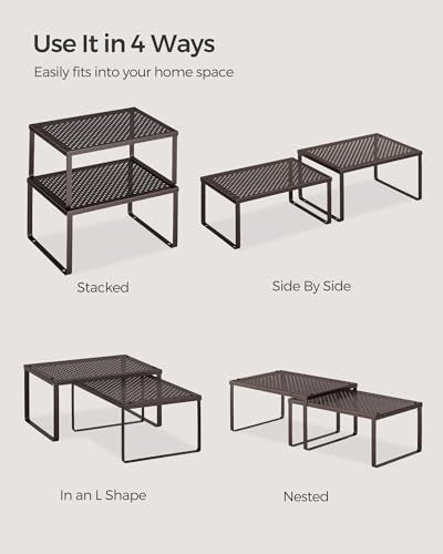 Set of 2 Metal Spice Racks (Brown / 2 Tiers (9"D x 12.6"W))