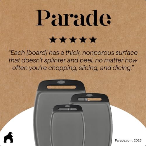 BPA Free Reversible Kitchen Cutting Board (Gray/Black / Large (Pack of 3))