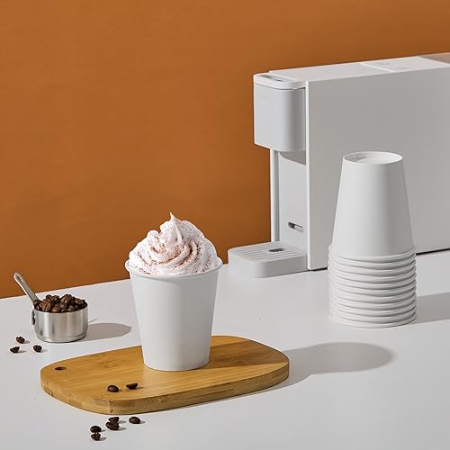 300Pack 8oz Disposable Paper Coffee Cups White Hot Coffee Cups (8oz)