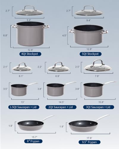 12pc Forged Lightweight Cookware Set (Clay (G10))