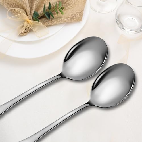 Stainless Steel Serving Spoons Set (8 Pieces (Large Only) / Silver)