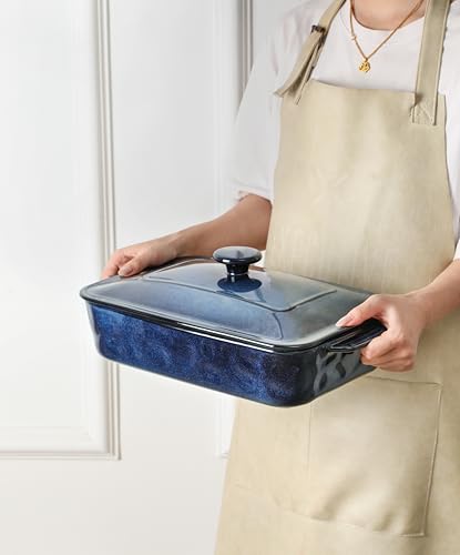 Ceramic Casserole Dish with Lid (set of 1 / Starry Blue)