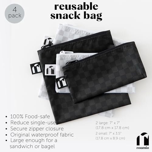 Roamio Reusable Sandwich and Snack Bags (Black & Off White)