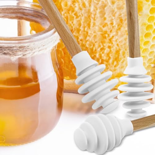 3 Pack Silicone Honey Dipper Sticks (White)