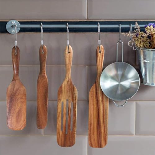 Spurtle Set Natural Acacia Wooden Kitchen Utensils Set of 2