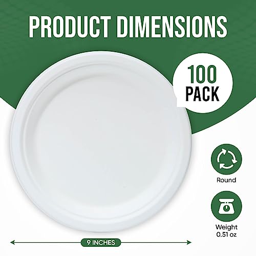 9 inch Paper Plate Heavy Duty Disposable (White / 9 IN)