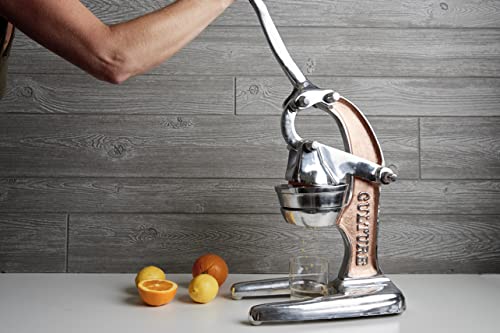 Artisan Cast Aluminum Professional Grade Manual Hand Press Juicer for Orange (Rose Gold)