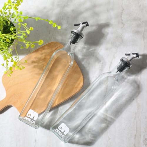 Oil and Vinegar Dispenser Bottles Set (Clear / 17 Ounces-2 Pack)